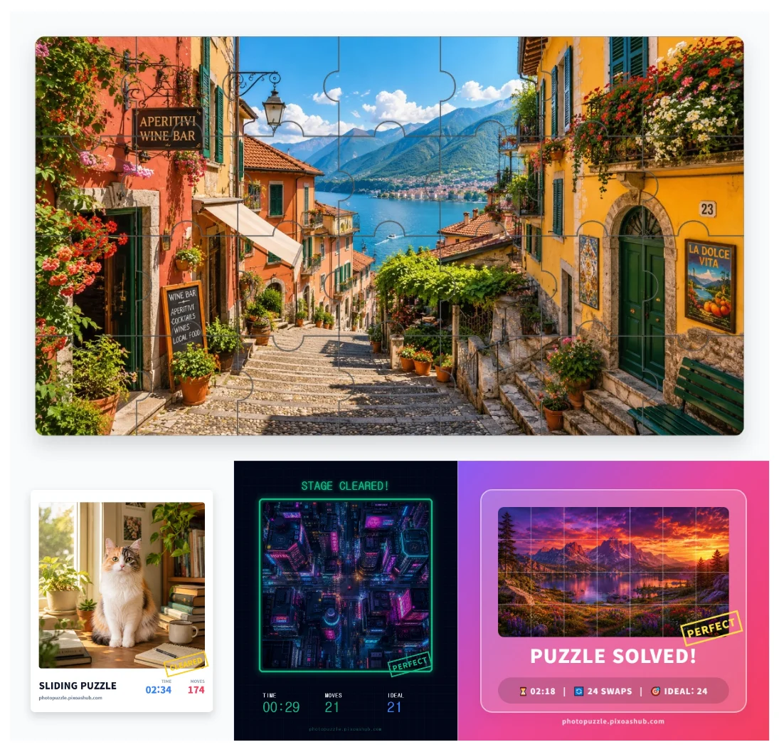 Photo Puzzle์ Jigsaw ๊ฒฐ๊ณผ ์ด๋ฏธ์ง ๋ฐ Score Card ๋์์ธ 3์ข